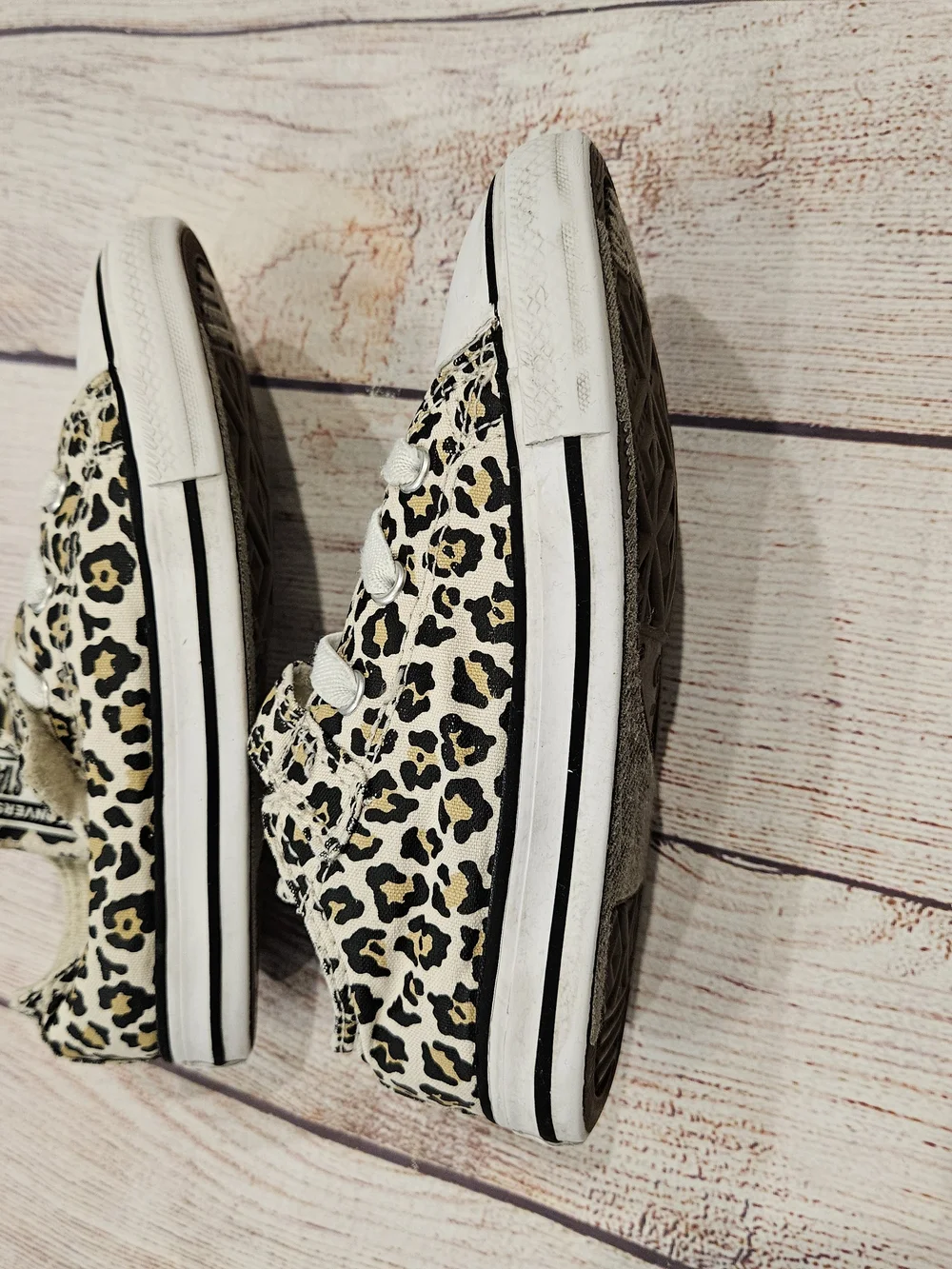 Converse Kids Leopard Print Sneakers - White/Tan/Black